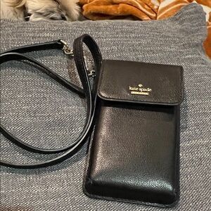 Kate Spade Black Leather Phone Crossbody